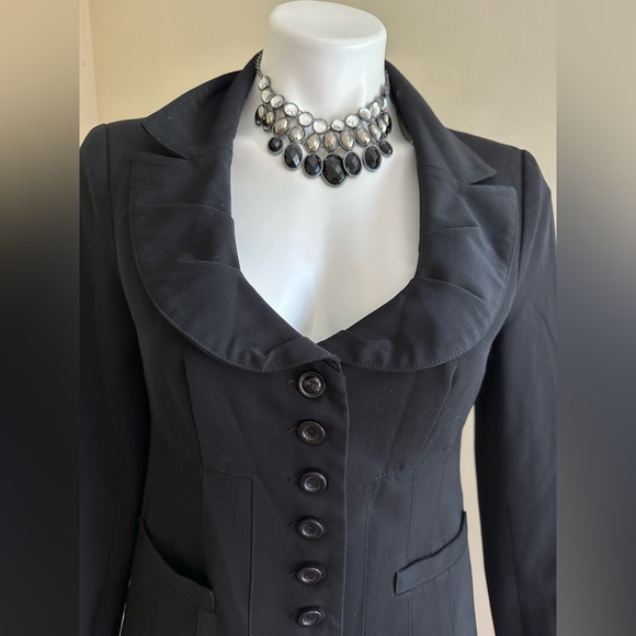 Nanette Lepore A Perfect Cut Black Low Round Cut Neck Button Down Jacket Sz 8. - Picture 6 of 15